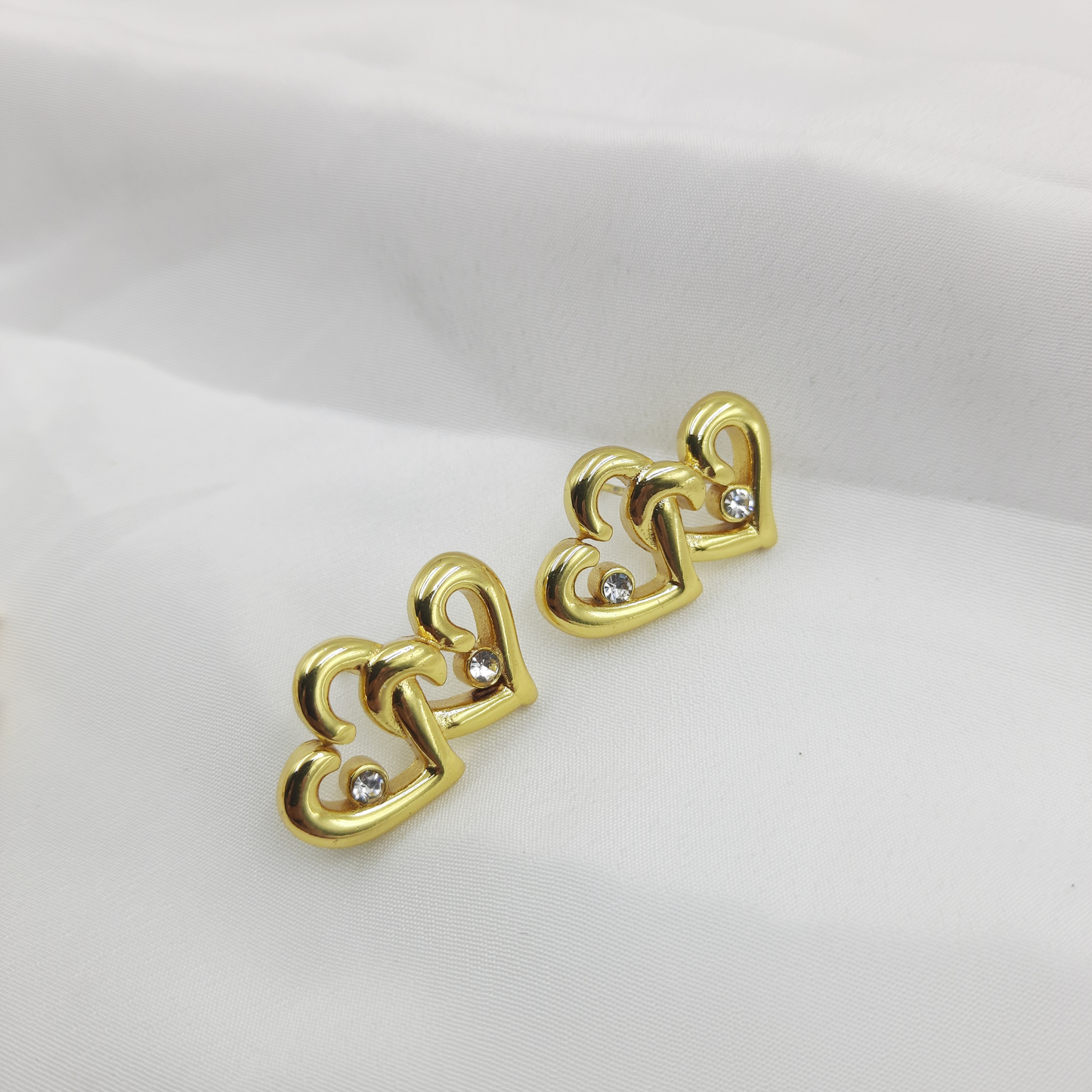 TWIN HEART NECKLACE WITH EARRING SET
