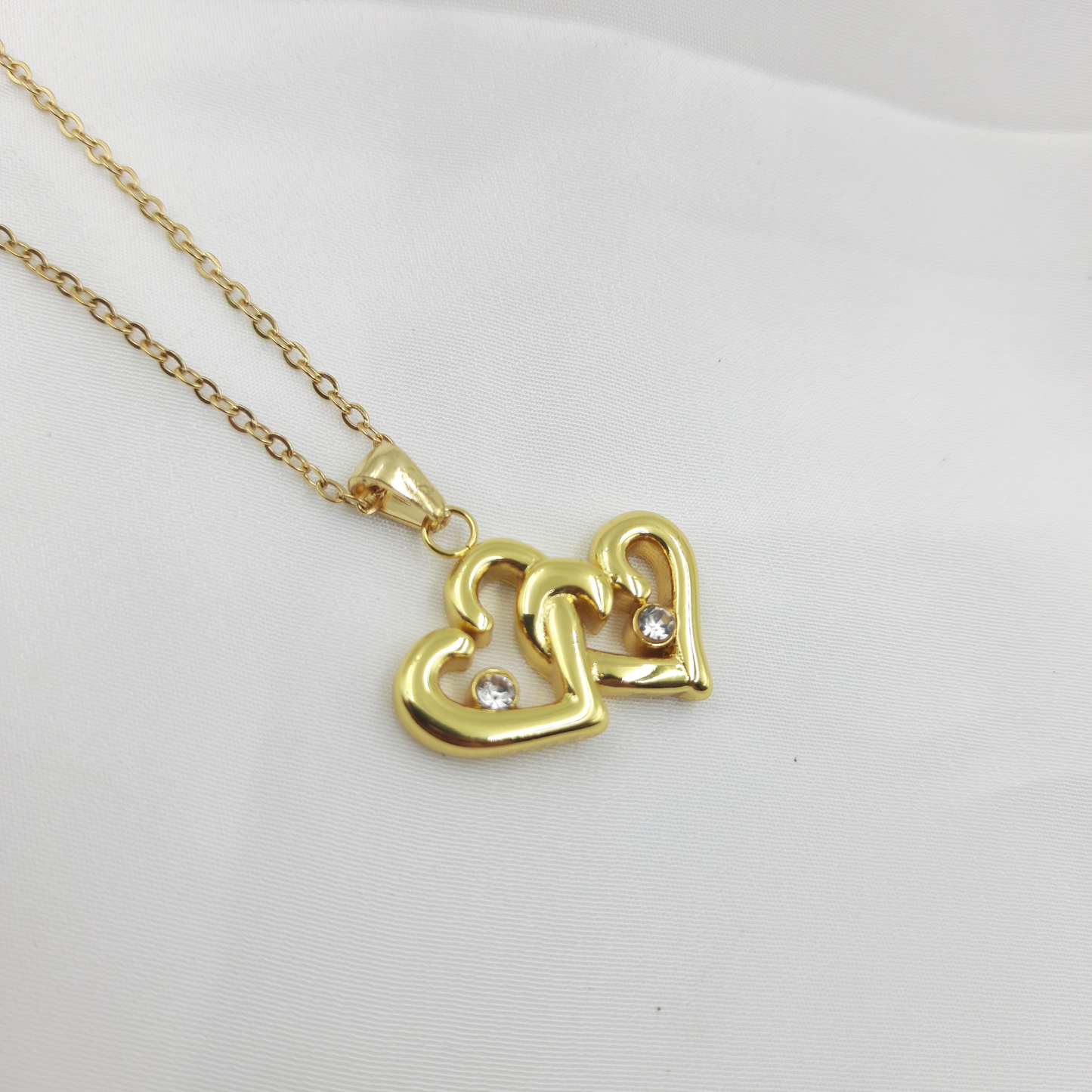 TWIN HEART NECKLACE WITH EARRING SET