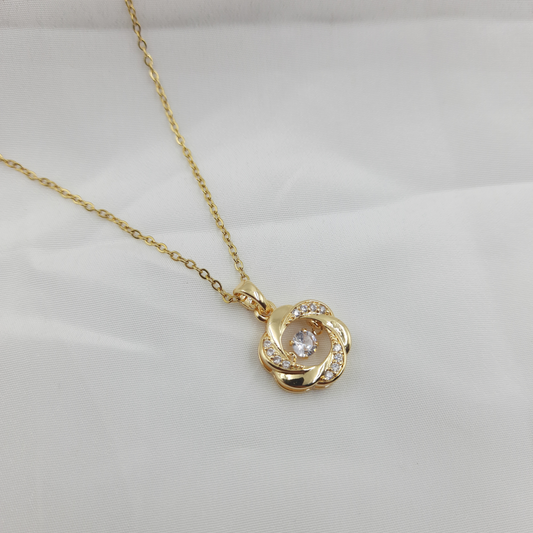 TWISTED FLOWER PENDANT NECKLACE