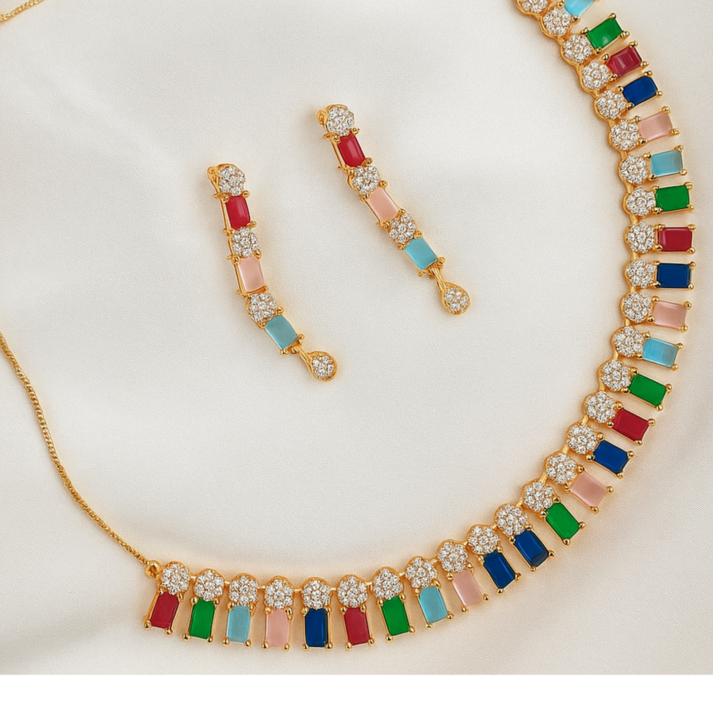 RAINBOW NECKLACE SET WITH EARRING