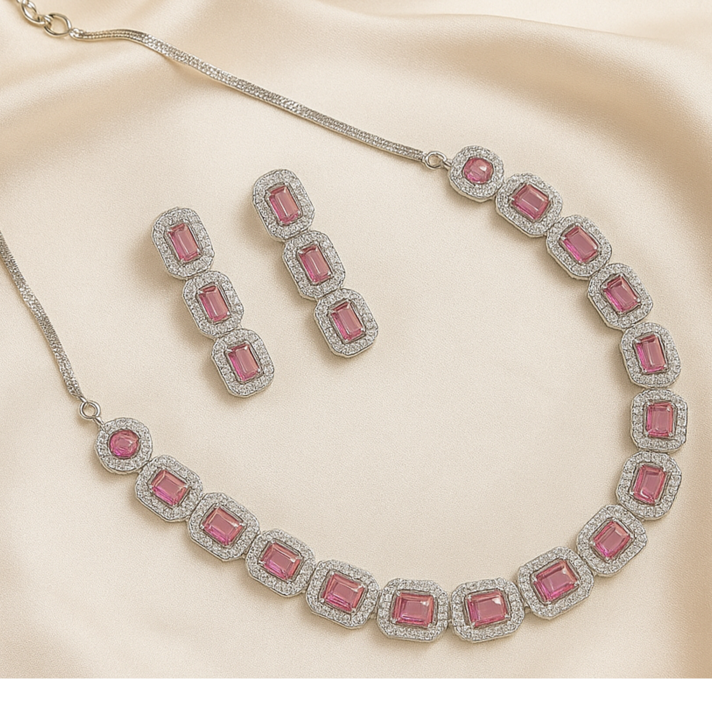 PINK STONE NECKLACE SET FOR BRIDAL