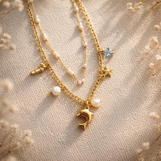 FISH MULTI-CHAIN CHARM NECKLACE