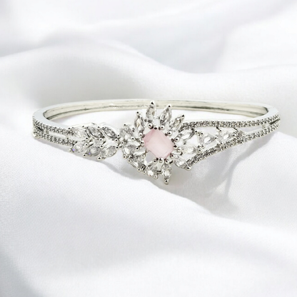 FLOWER WITH PINK STONE KADA BRACELET