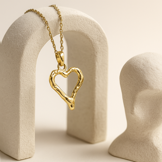 TEXTURED GOLD HEART PENDANT