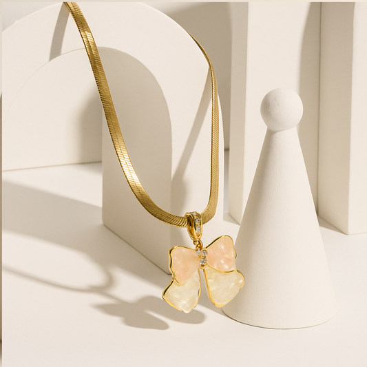 GOLD BOW PENDANT NECKLACE