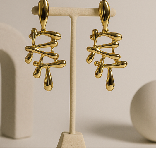 ABSTRACT GOLD DROP EARRING