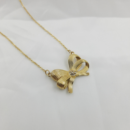 RIBBON BOW PENDANT NECKLACE