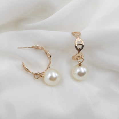 PEARL DROP HOOP EARRING