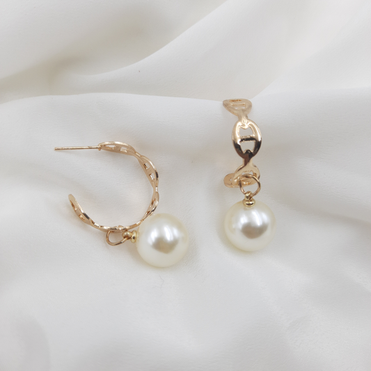 PEARL DROP HOOP EARRING