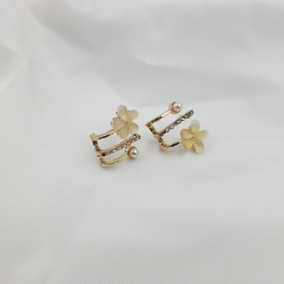 FLORAL CRYSTAL & PEARL STUD EARRING