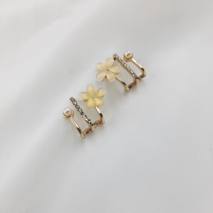 FLORAL CRYSTAL & PEARL STUD EARRING
