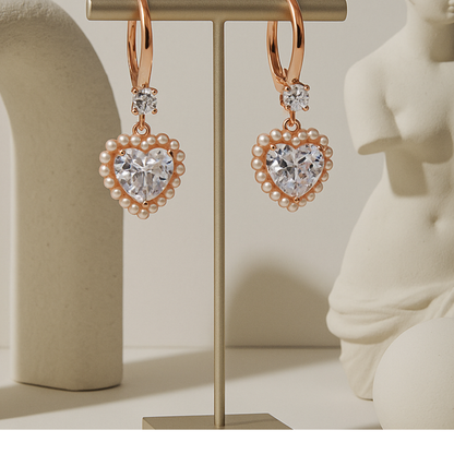 ROMANTIC HEART PEARL EARRING