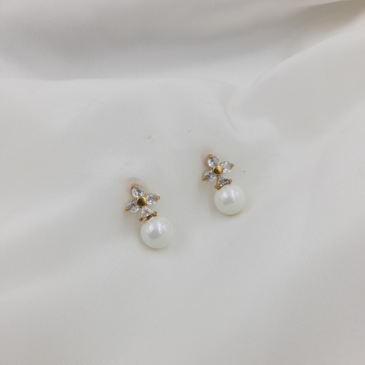 FLORAL PEARL DROP STUD EARRING