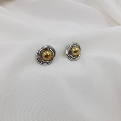 DUAL TONE SPIRAL STUD EARRING