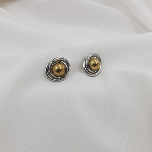 DUAL TONE SPIRAL STUD EARRING