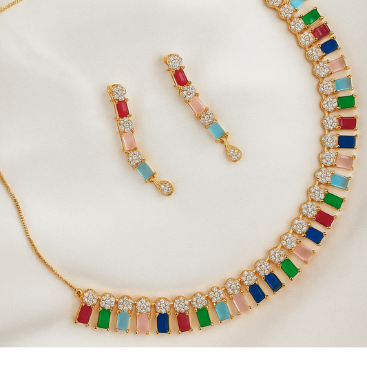 RAINBOW NECKLACE SET WITH EARRING