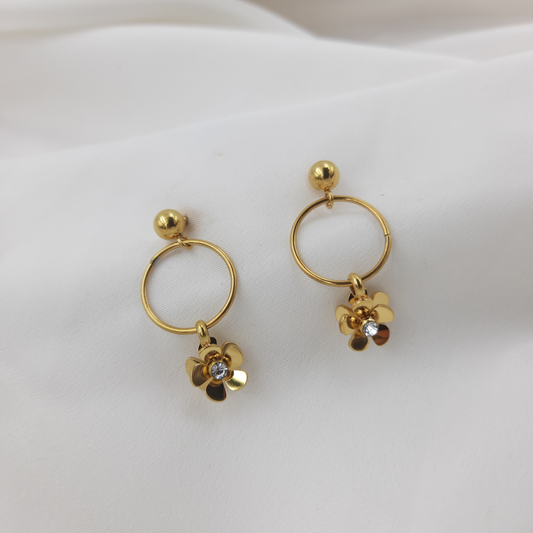 FLORAL HOOP EARRING