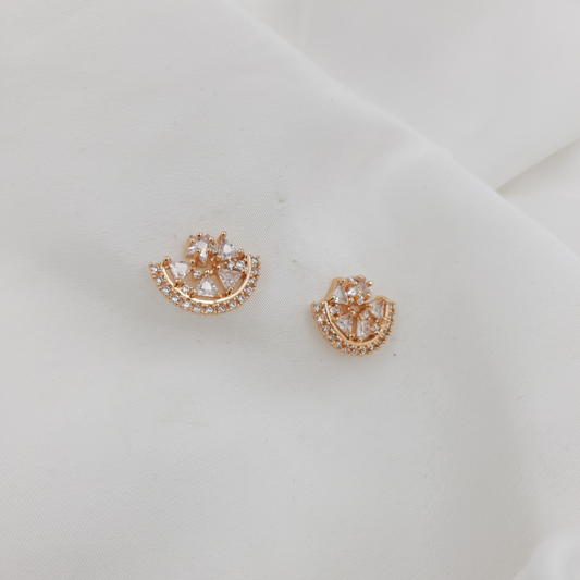 HALF-MOON CRYSTAL STUD EARRINGS
