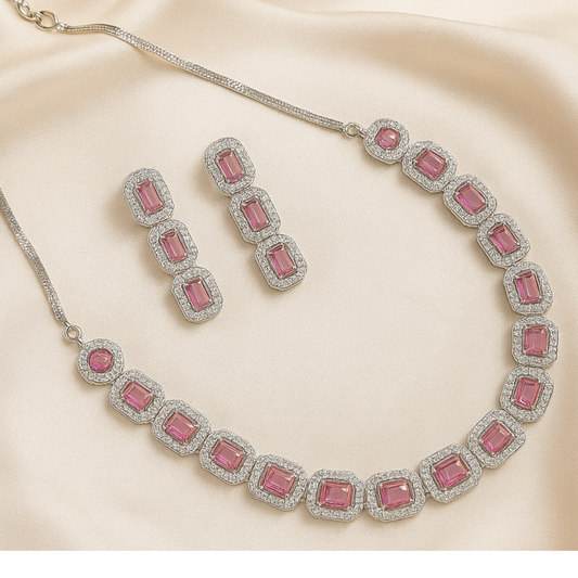 PINK STONE NECKLACE SET FOR BRIDAL