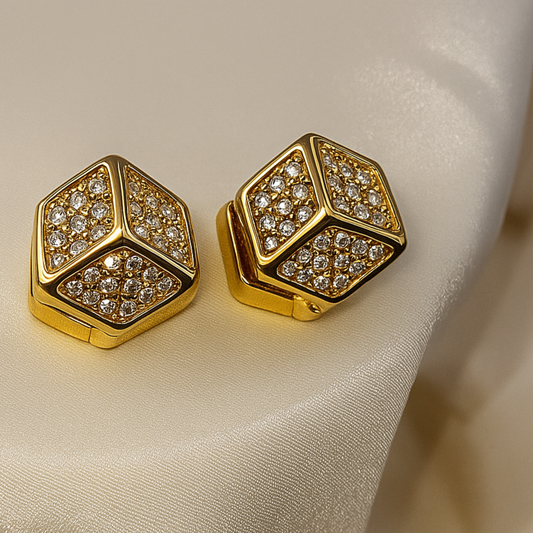 CUBE SPARKLE CLIP ON EARRING