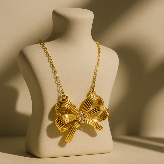 RIBBON BOW PENDANT NECKLACE