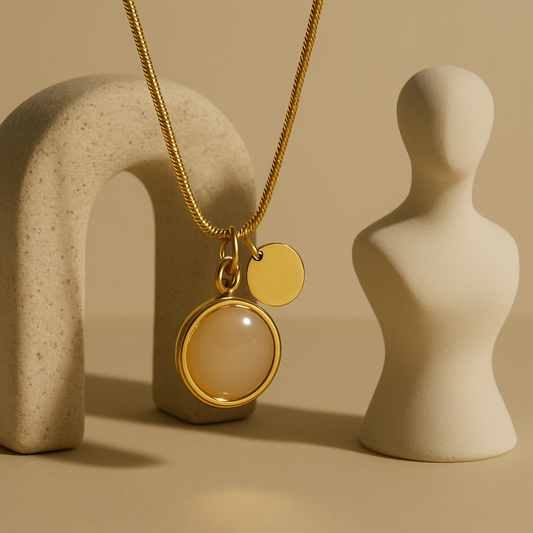 BEIGE STONE CHARM PENDANT