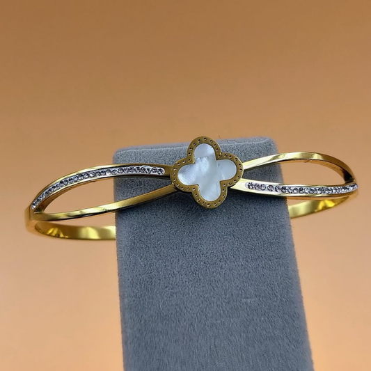 WHITE STONE KADA BRACELET WITH CZ DIAMOND