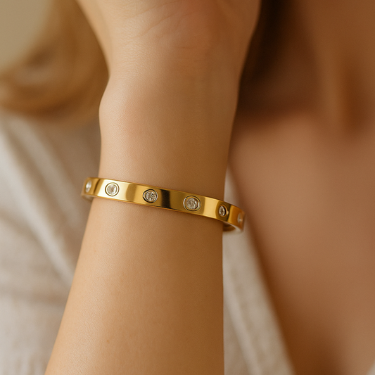 ATKT 18K GOLD PLATED SLIM KADA - CZ DIAMOND