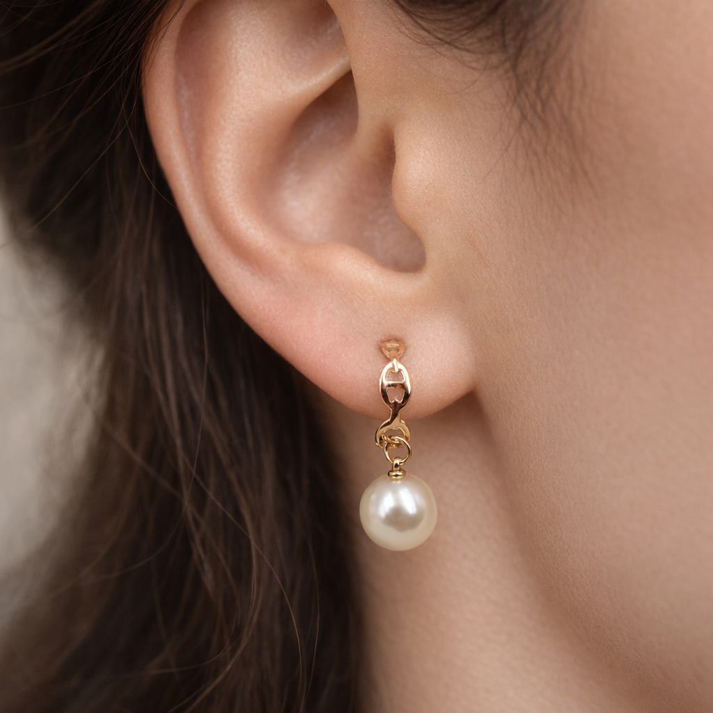 PEARL DROP HOOP EARRING