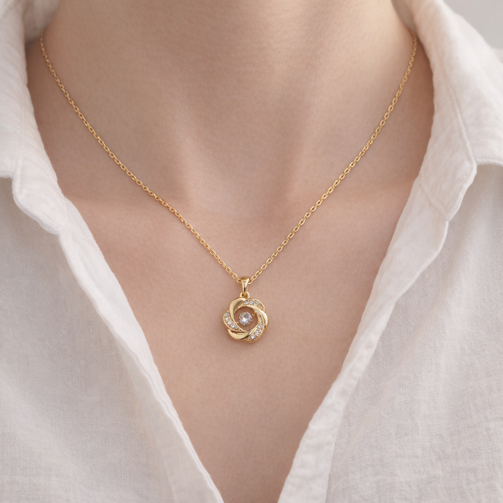 TWISTED FLOWER PENDANT NECKLACE