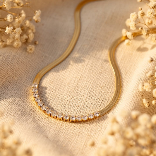 TENNIS BAR HERRINGBONE NECKLACE