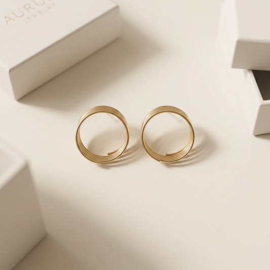 SPIRIAL CIRCLE HOOP EARRING
