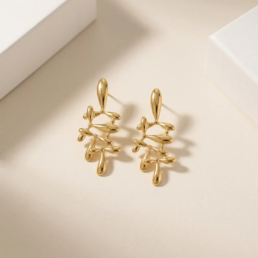 ABSTRACT GOLD DROP EARRING