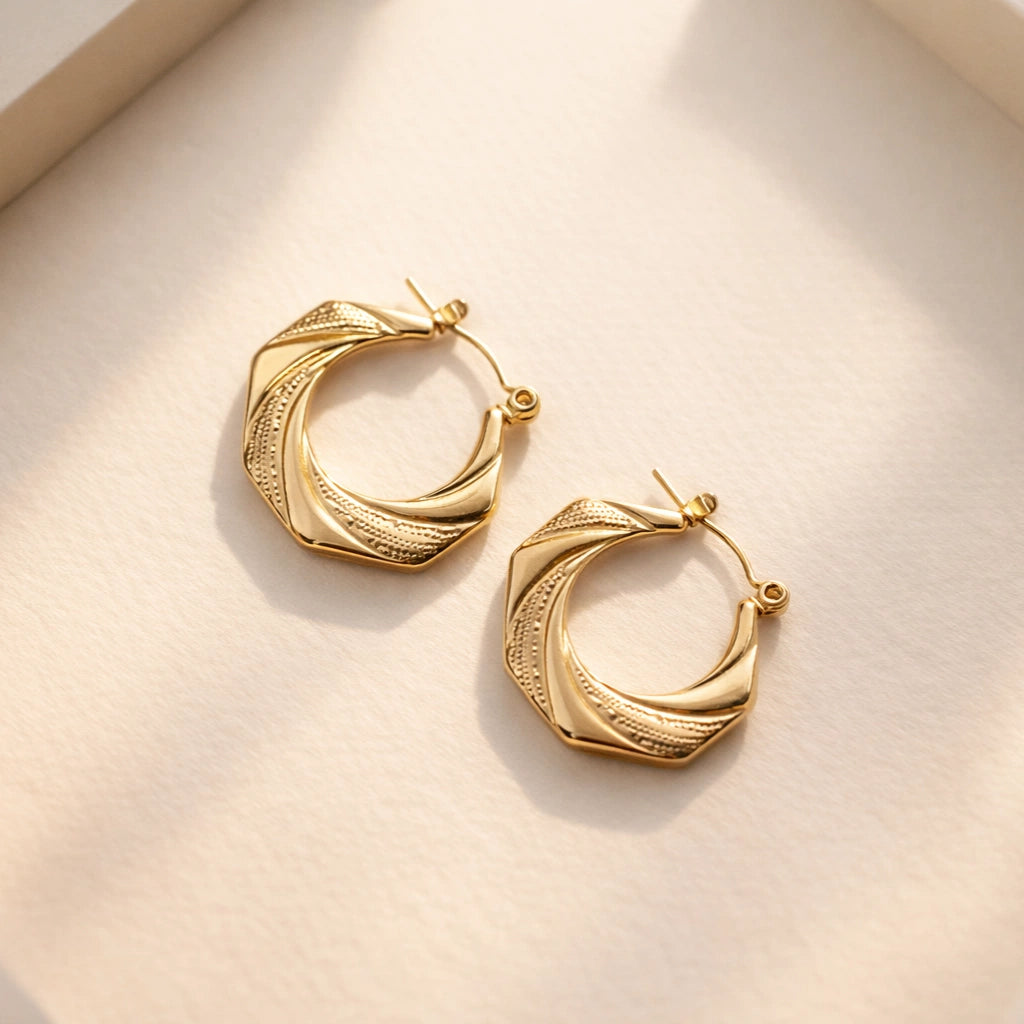 GEOMETRIC GOLD PLATED HOOPS