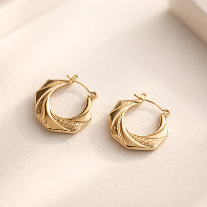 GEOMETRIC GOLD PLATED HOOPS