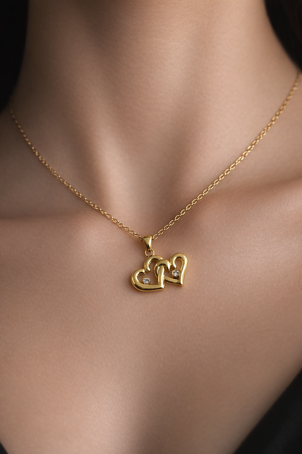 TWIN HEART NECKLACE WITH EARRING SET