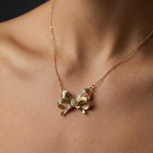RIBBON BOW PENDANT NECKLACE