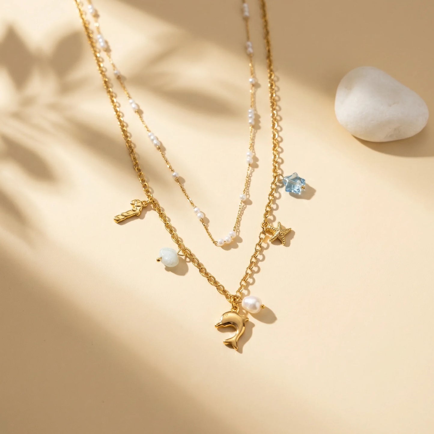 FISH MULTI-CHAIN CHARM NECKLACE