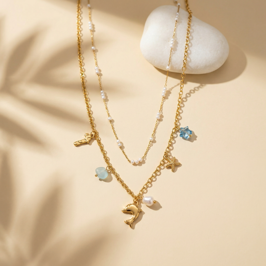 FISH MULTI-CHAIN CHARM NECKLACE
