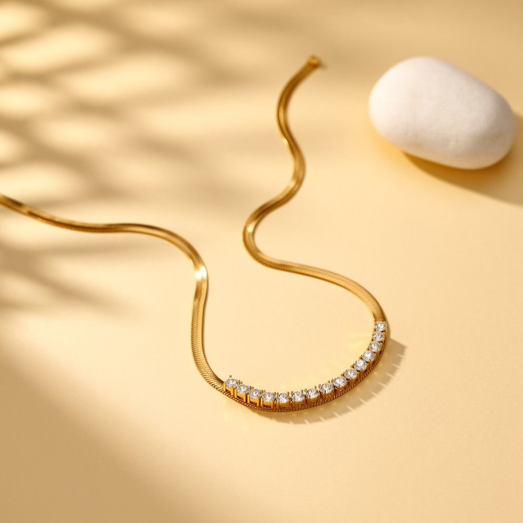 TENNIS BAR HERRINGBONE NECKLACE
