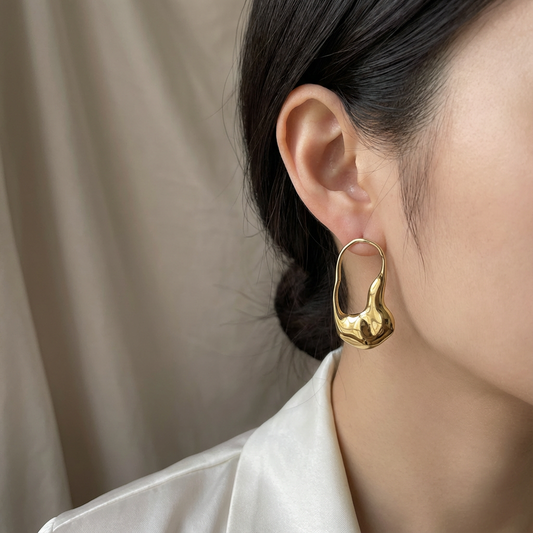 MOLTEN ABSTRACT HOOP EARRING