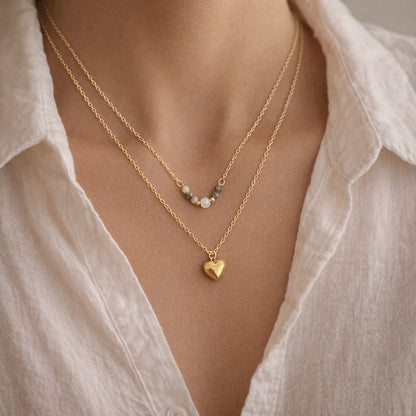 HEART & PEARL LAYERED NECKLACE