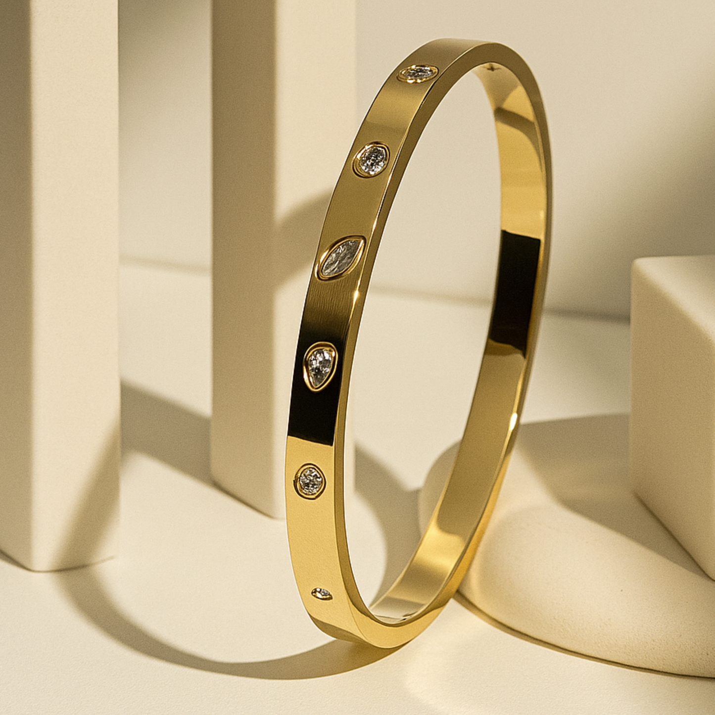 ATKT 18K GOLD PLATED SLIM KADA - CZ DIAMOND