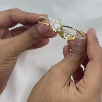 WHITE STONE KADA BRACELET WITH CZ DIAMOND